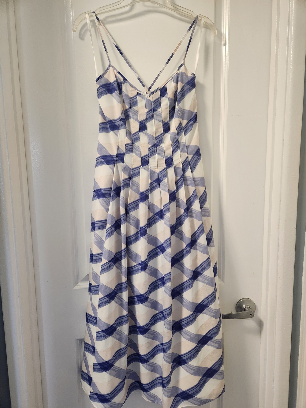 Banana Republic Blue and White Striped Midi Slip Dress